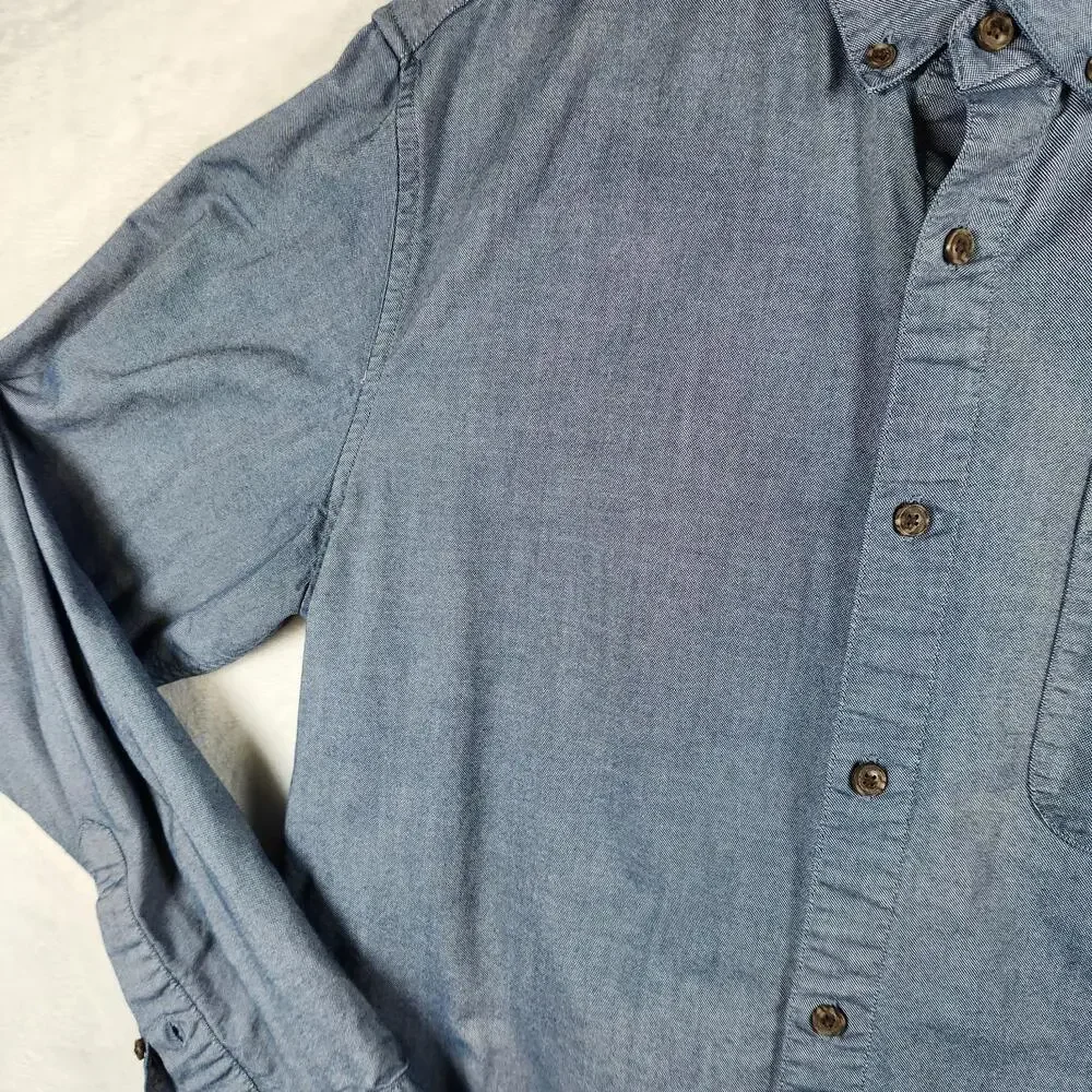 Banana Republic Stretch Oxford Grant Fit Men's Size M‎ Blue Cotton Casual Shirt